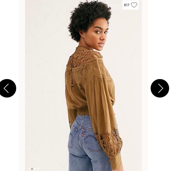 Free People Better For You  High Neck Crochet  Embroidered Top XS - Picture 3 of 10
